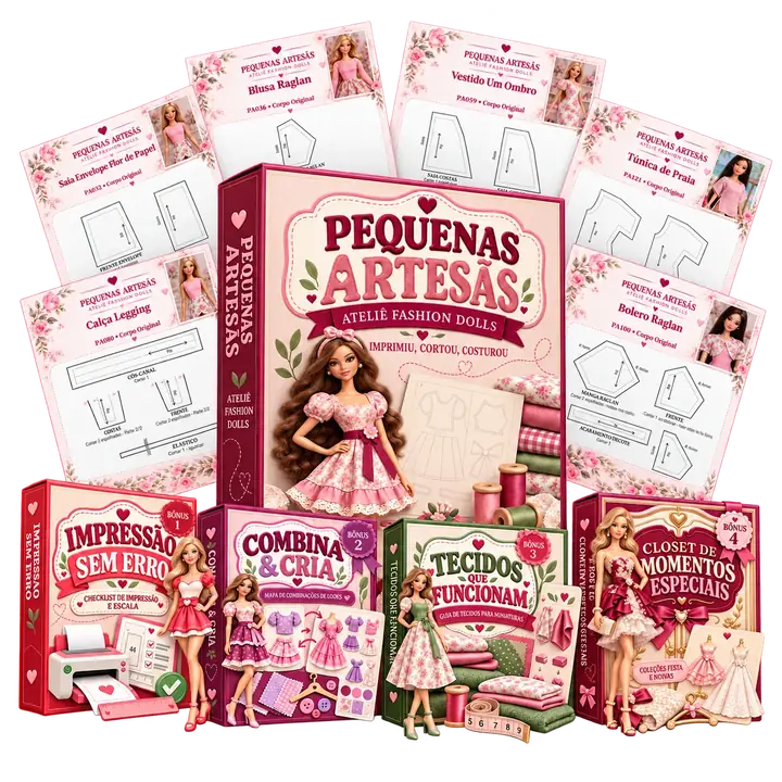Ateliê Completo Pequenas Artesãs com produto principal e quatro bônus