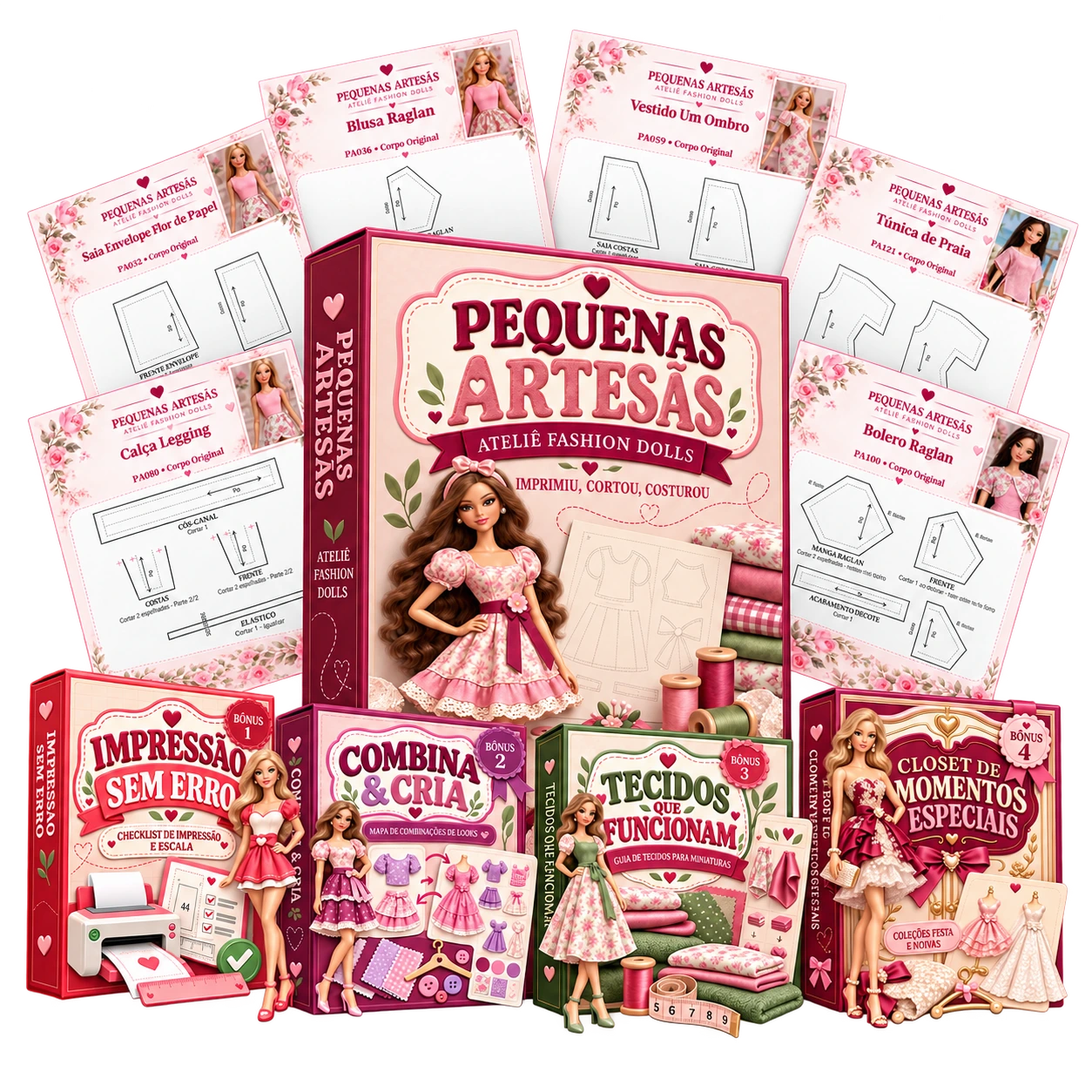 Ateliê Completo Pequenas Artesãs com produto principal e quatro bônus